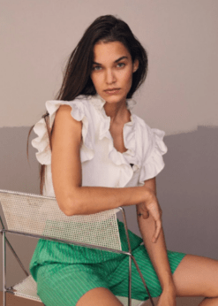 Co couture Hvid Sueda Frill Top