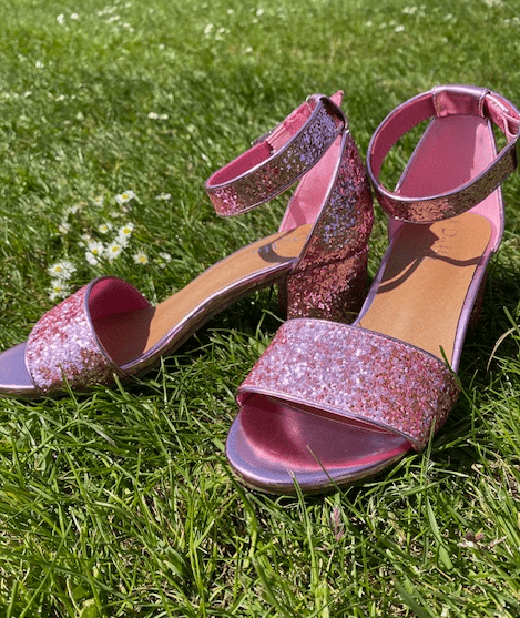 Pink Glitter - Duffy Glitter Sandal - Sandal På Lille Hæl