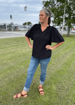 Co couture Sort Bluse Style Sunrise Flow Top
