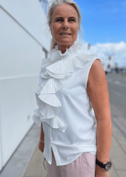 Continue Hvid Bluse Style Pernille Plisse