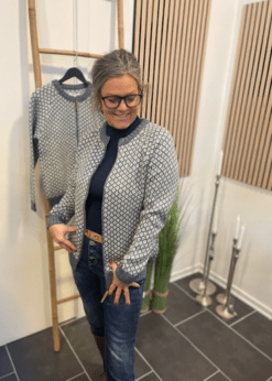 Fuza Wool Cardigan I Grårt Mønster