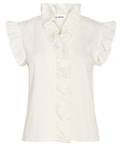 Co couture Hvid Sueda Frill Top Bluse