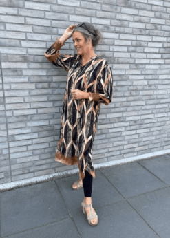 Marta Novia Kjole Army Cognac Print