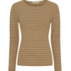 Marta Beige Camello Stribet Langærmet T Shirt