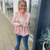 Continue Rosa Stribet Bluse Og Pieszak Jeans