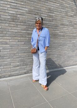 Co Couture Blå Stribet Skjorte Og Lisa Linen Wide Buks