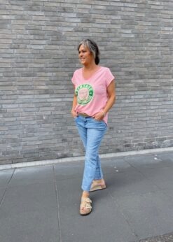 Costa Mani Vintage T Shirt Coral Og Red Button Jeans