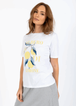 Hvid CC Heart T Shirt Med Lemon Print