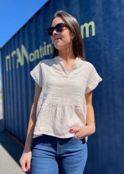 Isolde Bluse Fra Tiffany I Sandfarvet