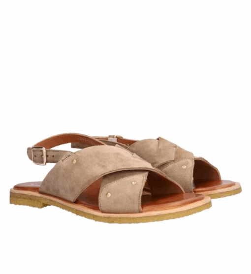 Sandfarvet Sandal I Ruskind T7003 Fra Billi Bi