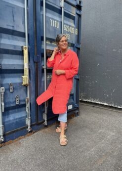 Hør Kjole I Koralrød Fra Marta