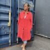 Koralrød Hør Kjole Fra Marta Og BioNatura Sandal
