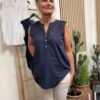 Marineblå Freequent Louis Bluse