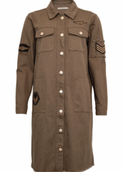 Army Farvet Lang Denim Jakke Fra Costa Mani