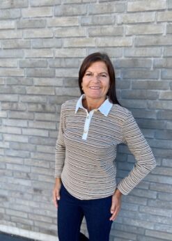 Beige Brun Stribet Semma Polo