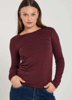 Bordeaux Liana Langærmet T Shirt Fra Freequent