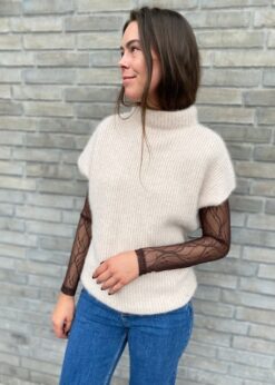 Co Couture Meshbluse I Brun Og Cashmere Fra BTF