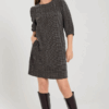 Freequent Mina Kjole Sort Beige Print