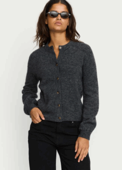 Gråmeleret Allison Strik Cardigan Fra Soft Rebels