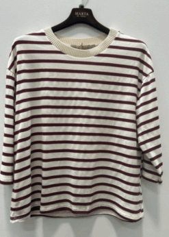 Marta Brooklyn Bluse Bordeaux Beige Stribet