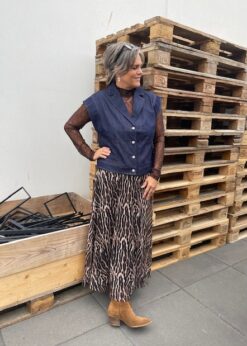 Marta Nederdel I Leoprint Og Numph Denim Vest