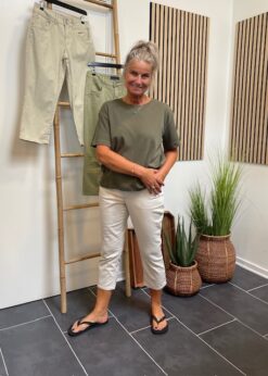 Part Two T Shirt Og Red Button Beige Stribet Knickers