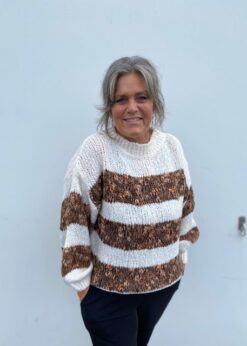 Augusta Bluse Brun Offwhite Stribet