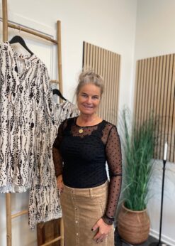 CC Heart Eve Meshbluse Sort Med Prikker