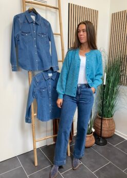 Freequent Luisa Cardigan Turkis Blå Og Part Two Barba Jeans