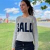 Grå Stacy Rib Logo Strik Fra Ball