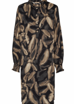 Marta Ambrette Kjole Sort Camel Print