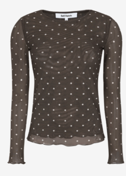 Roselyn Meshbluse Brun Med Prikker Fra Soft Rebels