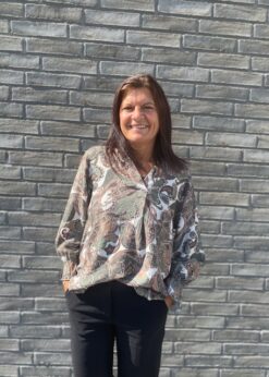 Sorbet Bluse I Grøn Brun Hvid Print