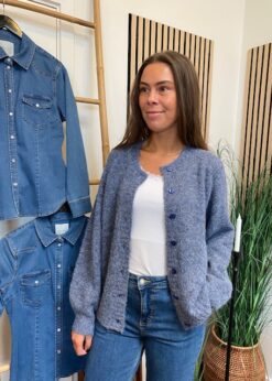 Strik Cardigan Indigo Blue Fra Freequent