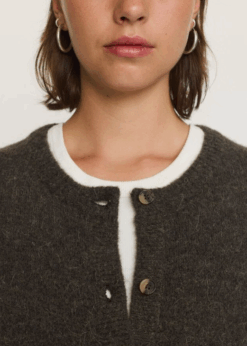 Allison O Neck Cardigan Grå Grøn Fra Soft Rebels