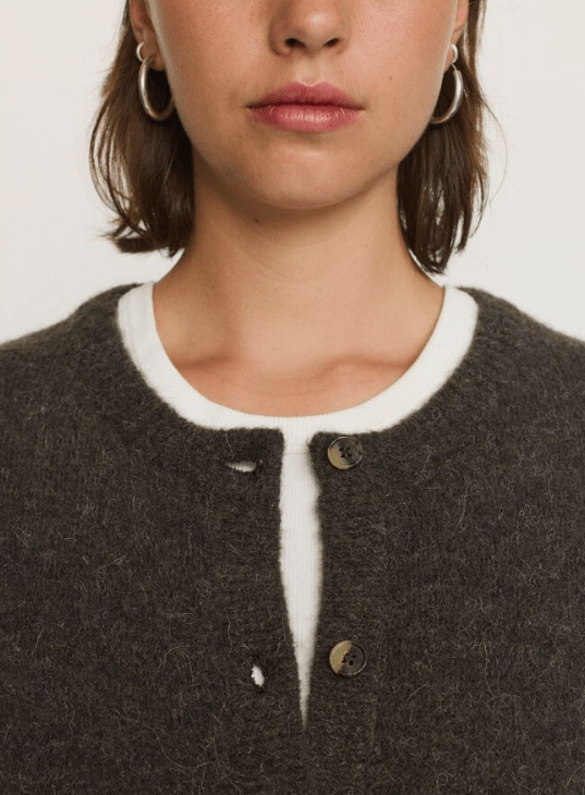 Allison O Neck Cardigan Grå Grøn Fra Soft Rebels