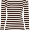 Brun Hvid Stribet Beogina Bluse Fra Marta