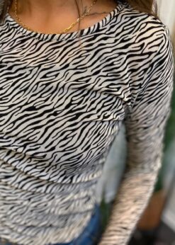 CC Heart Cream Zebra Meshbluse