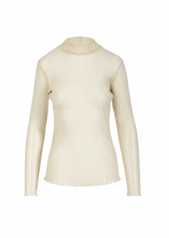 Creme Farvet Eva Turtleneck Meshbluse