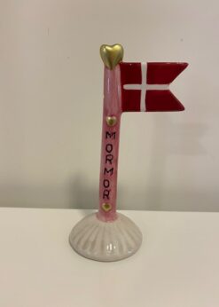Lille Keramik Flag Mormor Rosa Stang Beige Fod