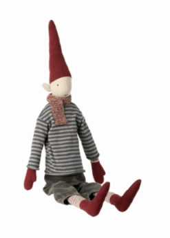 Maileg Nisse Dreng Size 4 Med Stribet Bluse Og Halstørklæde