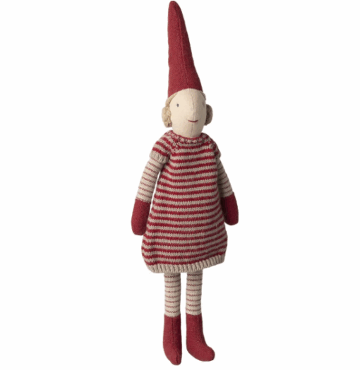 Maileg Nisse Pige Size 1 Med Stribet Strik Kjole