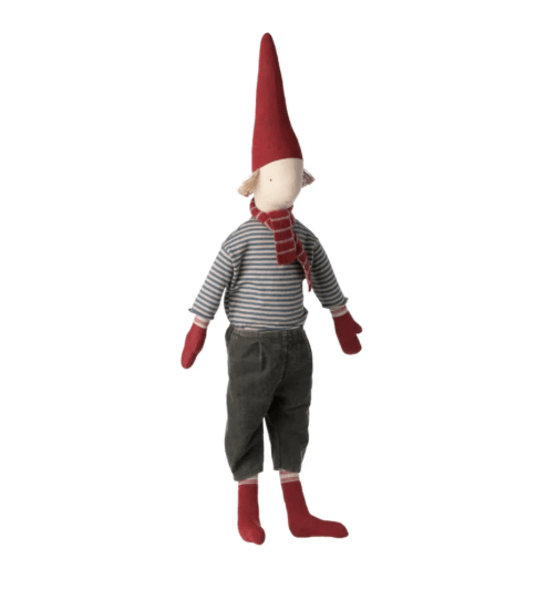 Maileg Size 5 Boy Med Stribet Bluse Og Halstørklæde