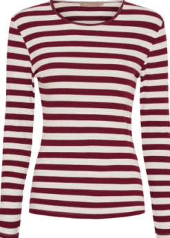 Marta Begonia Bluse Bordeaux Hvid Stribet