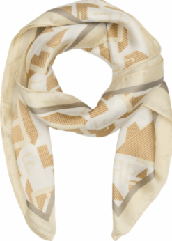 Marta Tørklæde Juline Creme Camel Print