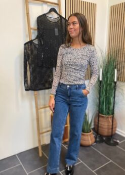 Part Two Jeans Og Cream Zebra Meshbluse Fra CC Heart