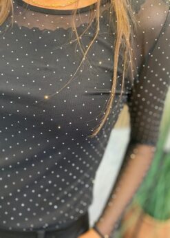 Sort Meshbluse Med Similisten Fra CC Heart