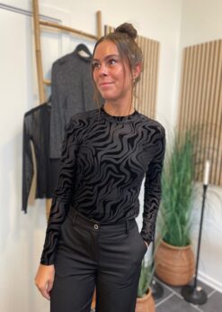 Sort Meshbluse Med Velur Fra Numph