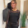 Sort Numph Meshbluse Med Prikker