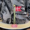 Speedtsberg Stort Flag Grøn Stang Med Prikker Og Melon Farvet Fod